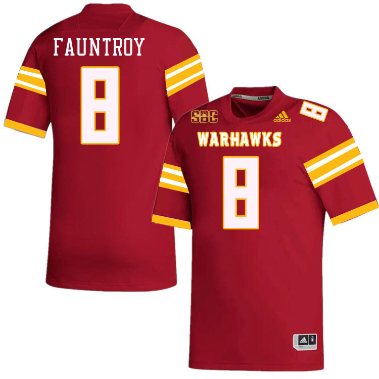 #8 Carl Fauntroy Louisiana-Monroe Warhawks College Football Jerseys Stitched-Red